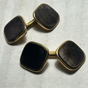 10K RGP Gold Square HADLEY Set Of Vintage Cuff Links Mother Of Pearl